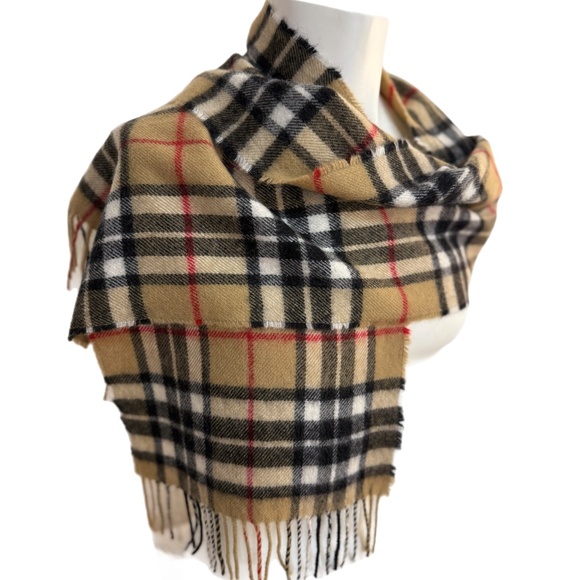 Scotland – Ingles Buchan Lambswool Tartan Scarf 🇬🇧 – Camel Black Red Check - Picture 8 of 9